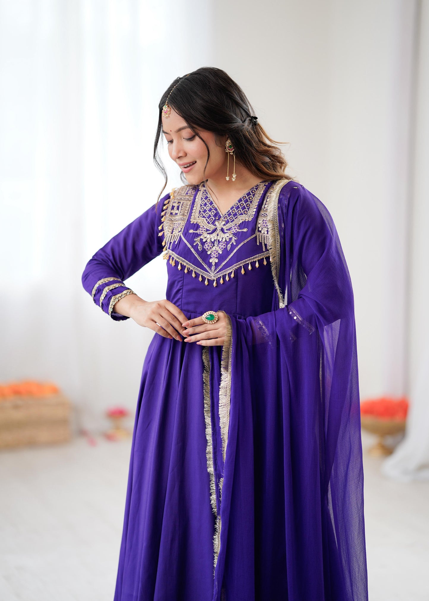 celebrate every special moment in style with this royal red ensemble embellished with golden embroidery