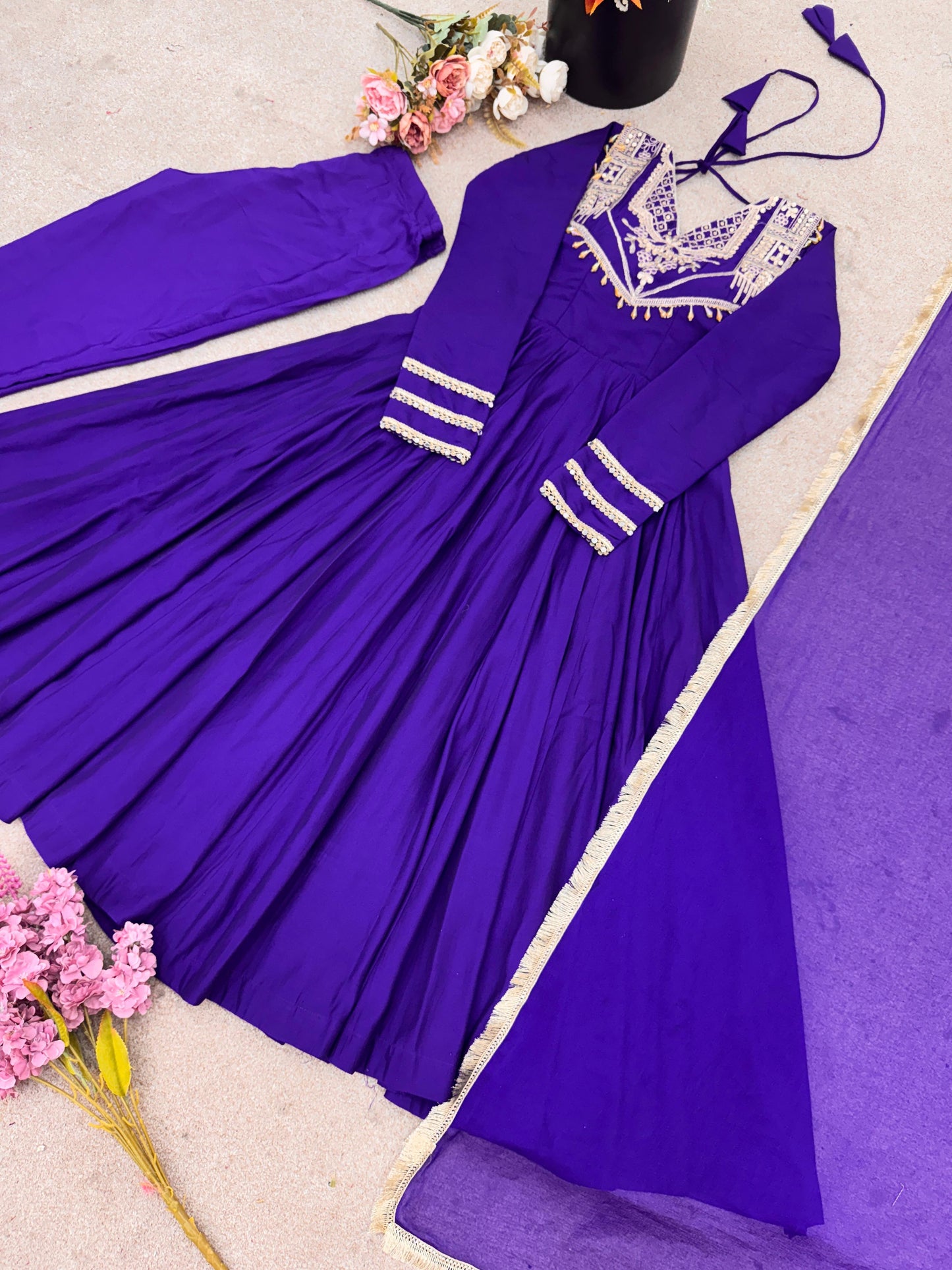 celebrate every special moment in style with this royal red ensemble embellished with golden embroidery