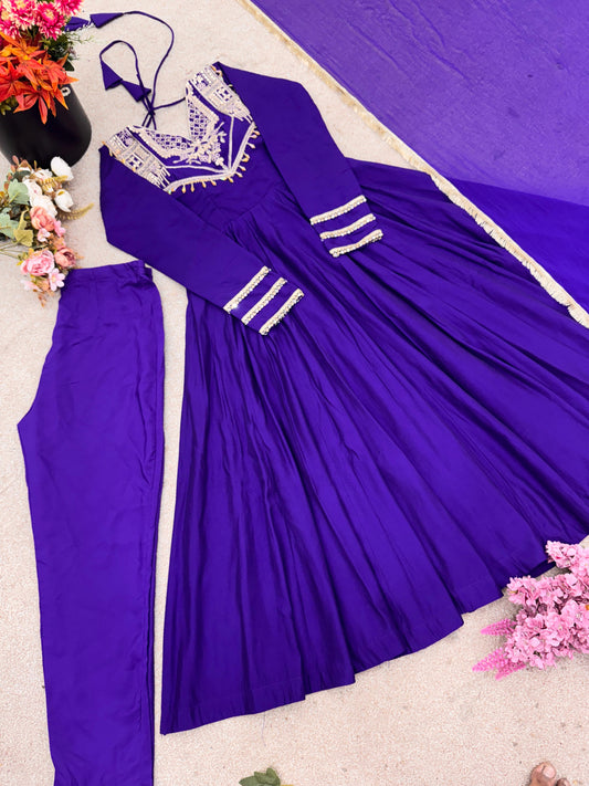 Celebrate Every Special Moment in Style with this Royal Red Ensemble Embellished with Golden Embroidery