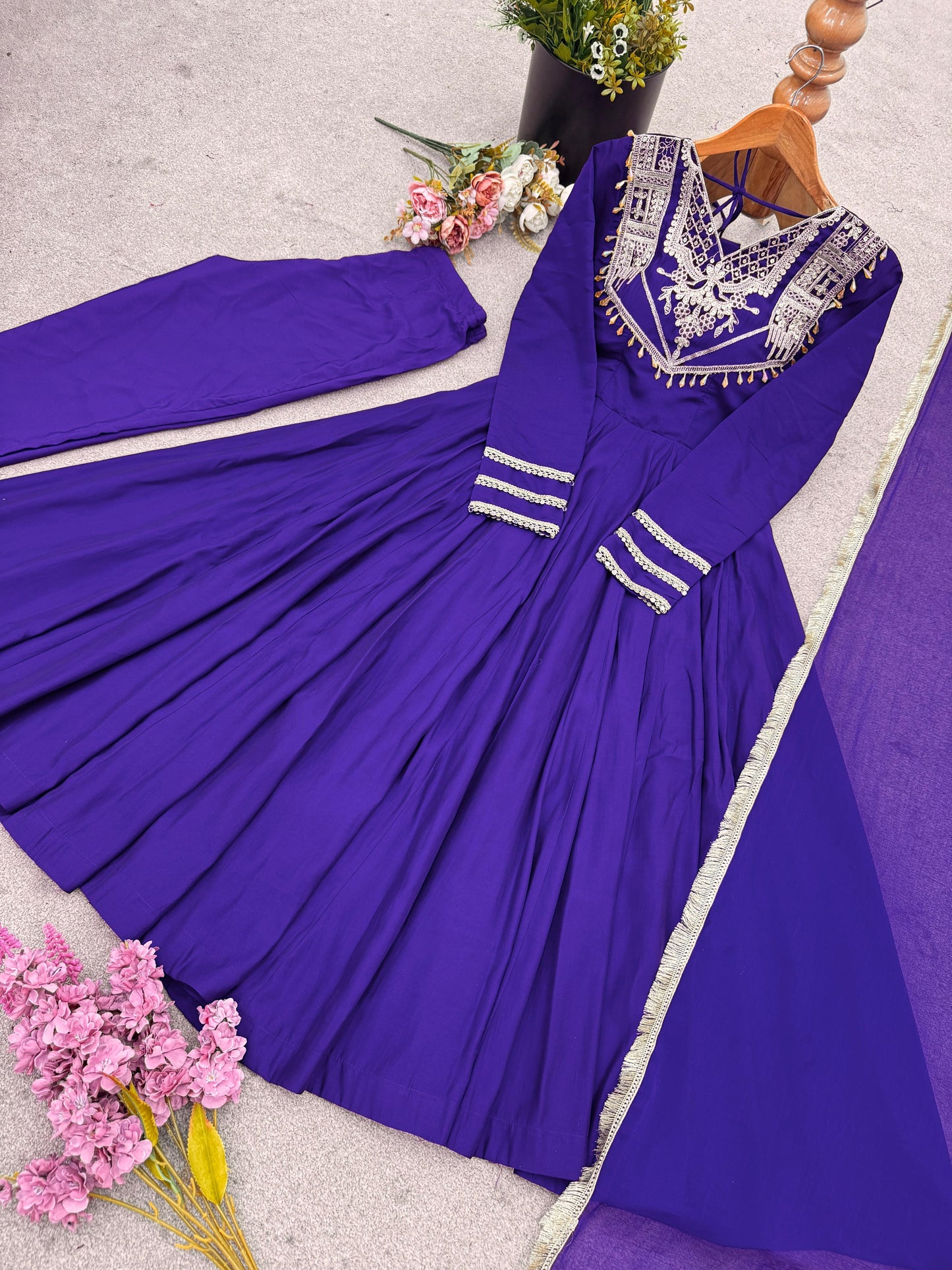 celebrate every special moment in style with this royal red ensemble embellished with golden embroidery