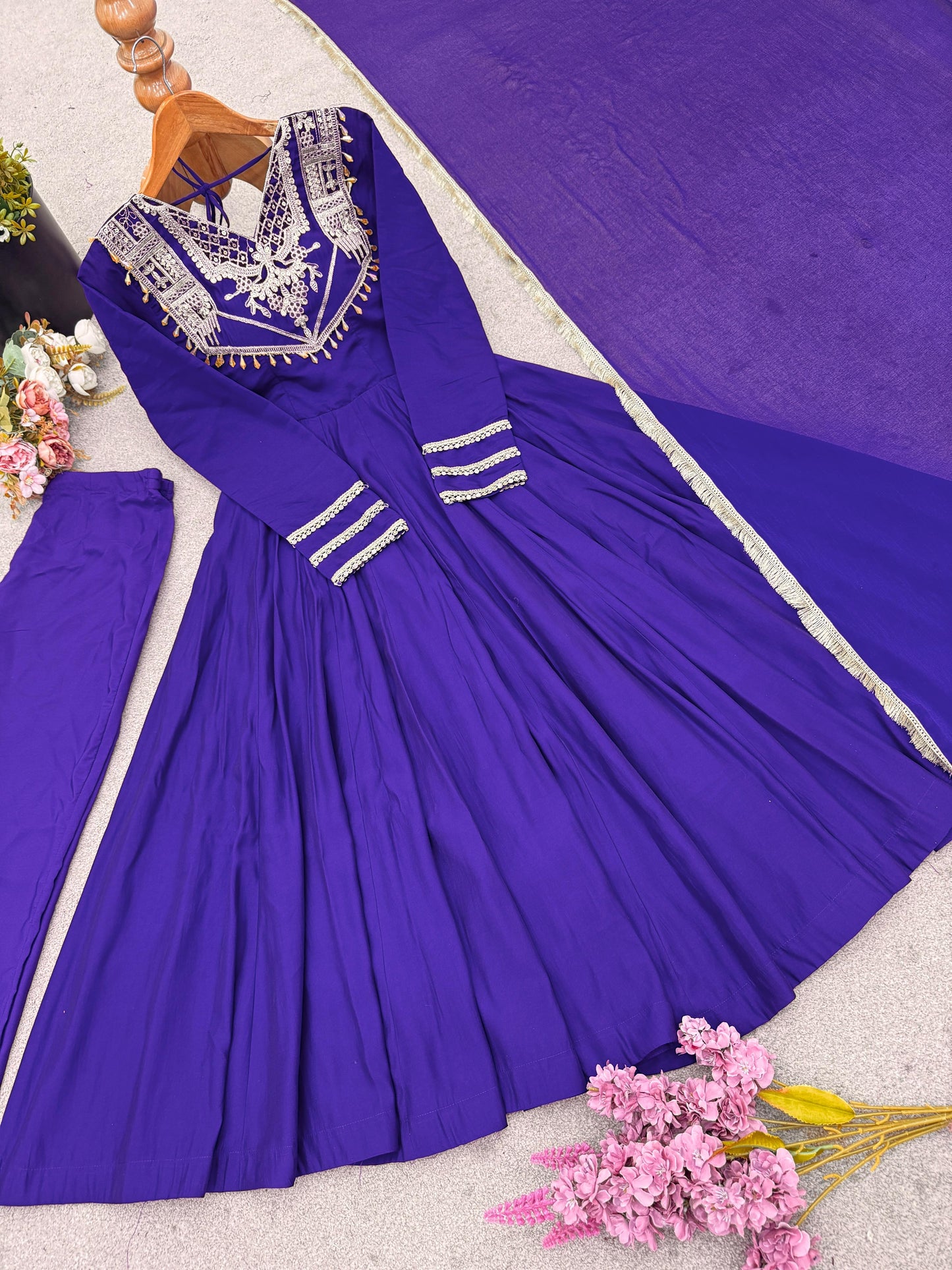 celebrate every special moment in style with this royal red ensemble embellished with golden embroidery