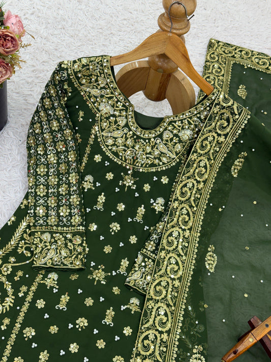 👗 Designer Party Wear Look Top-Plazzo and Dupatta With Heavy Embroidery Work