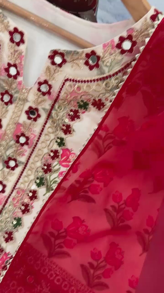 💃 Đěsigner Party Wear Look Pur Natural Crepe Top & Farshi Palazzo With Dupatta set