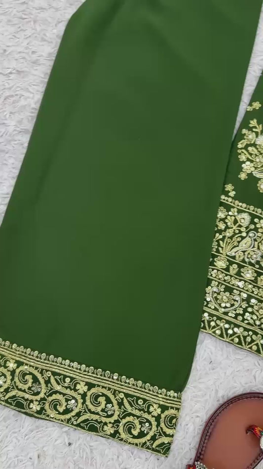 👗 Designer Party Wear Look Top-Plazzo and Dupatta With Heavy Embroidery Work