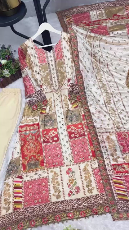 3 PIECE STYLISH KURTI, BOTTOM WITH BEAUTIFUL DUPATTA