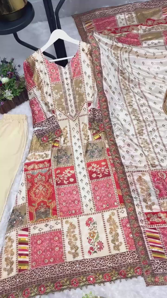 3 PIECE STYLISH KURTI, BOTTOM WITH BEAUTIFUL DUPATTA