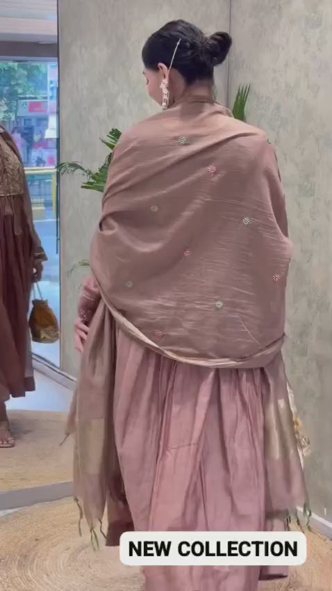 Premium Mul Chanderi Kurti Pant Dupatta Set