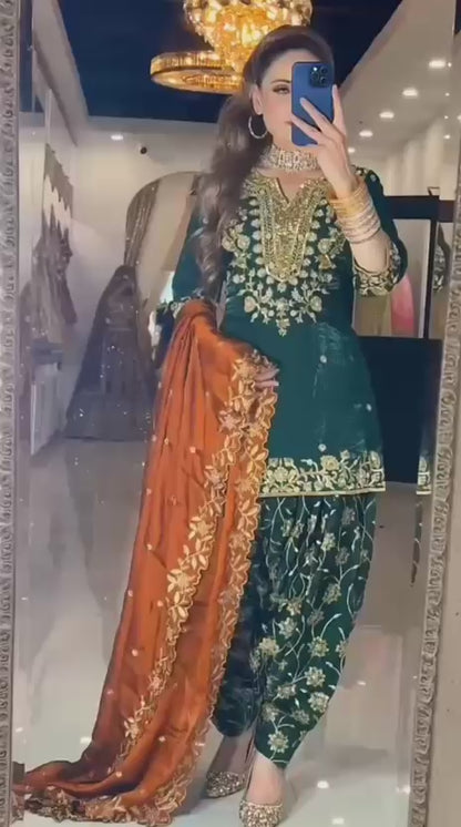 💥Launching New Designer Party Wear Look Top ,Dhoti Salwar and Dupatta