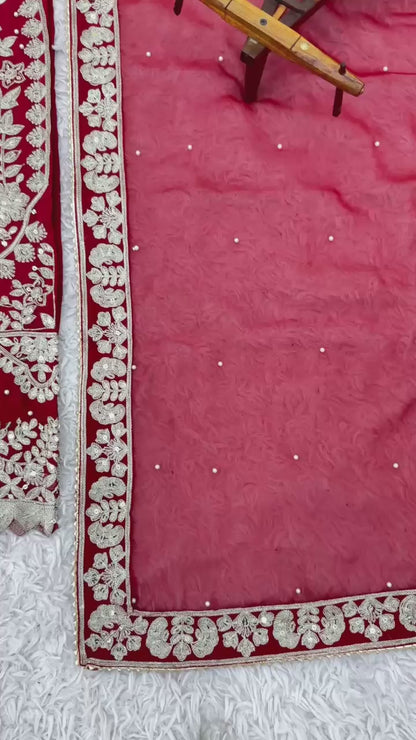 Elegant Embroidered Sequence Designer Suit Three Piece Set