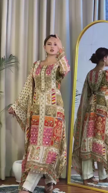 3 PIECE STYLISH KURTI, BOTTOM WITH BEAUTIFUL DUPATTA