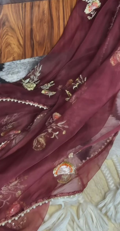 Designer Party Wear Look Top , Farshi Salwar and Dupatta